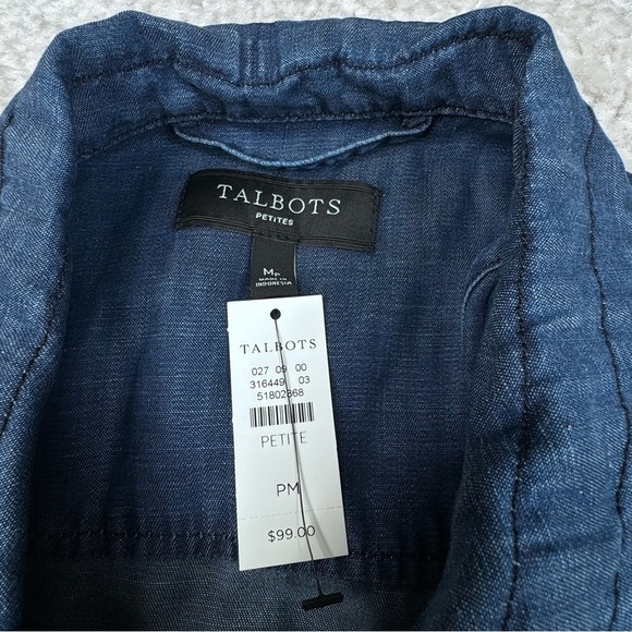 Talbots Casual Chambray Vest. Button Front Drawstring. petite medium - Picture 4 of 12